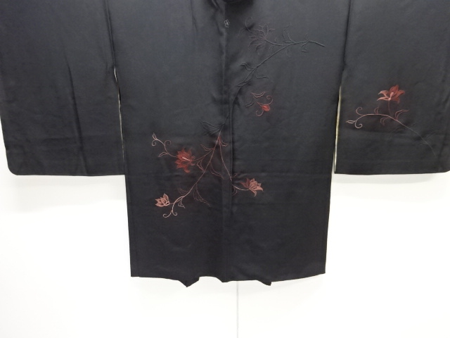 大正ロマン　枝花模様刺繍一つ紋絵羽織